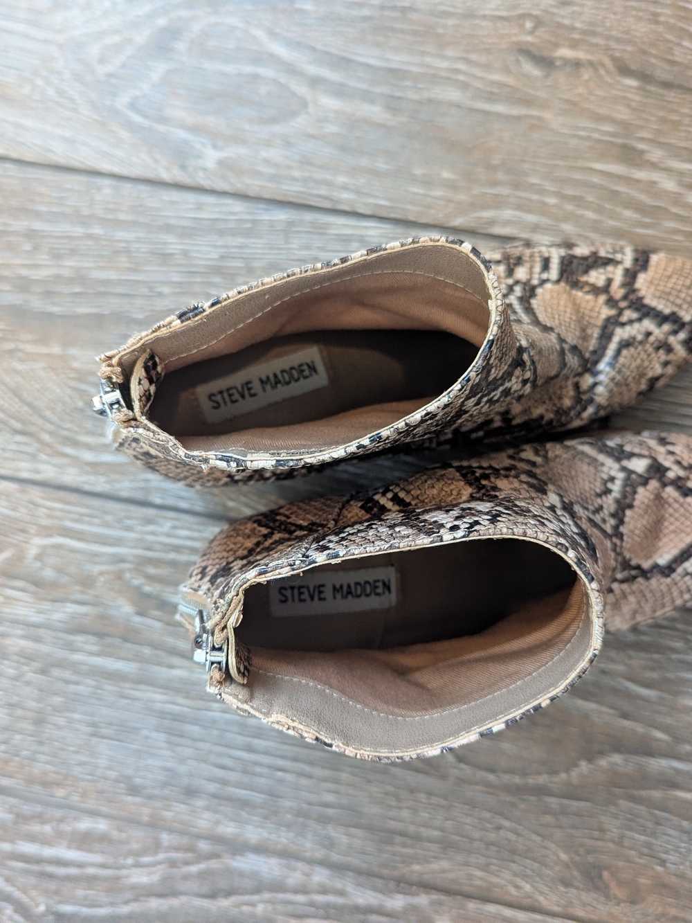 Steve Madden Snake-Print Ankle Boots Heeled Julianne Size 9 Pointed Toe - Picture 4 of 7